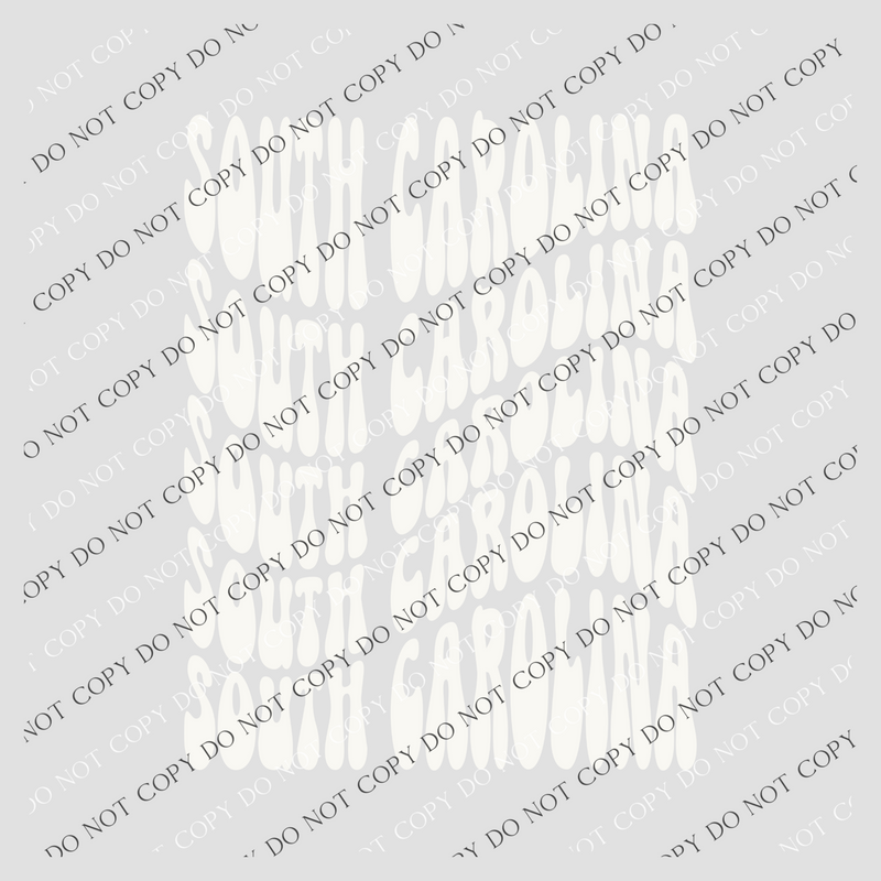 South Carolina Groovy Wave Stacked Digital Design PNG, Both Black and White Designs Incuded