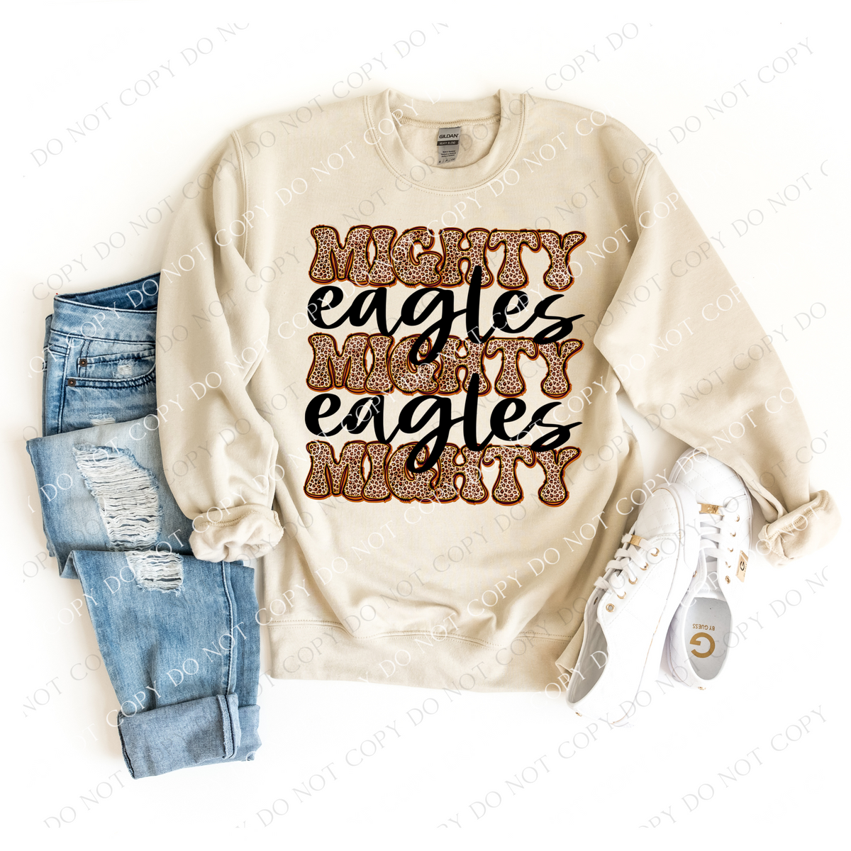 Eagles Mighty Mighty Mighty Leopard Stacked Retro Doodle Black PNG
