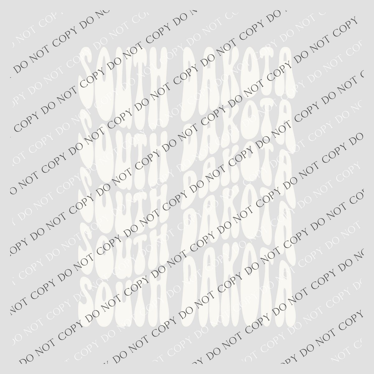 South Dakota Groovy Wave Stacked Digital Design PNG, Both Black and White Designs Incuded