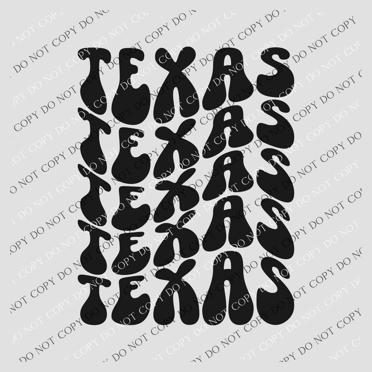 Texas Groovy Wave Stacked Digital Design PNG, Both Black and White Designs Incuded
