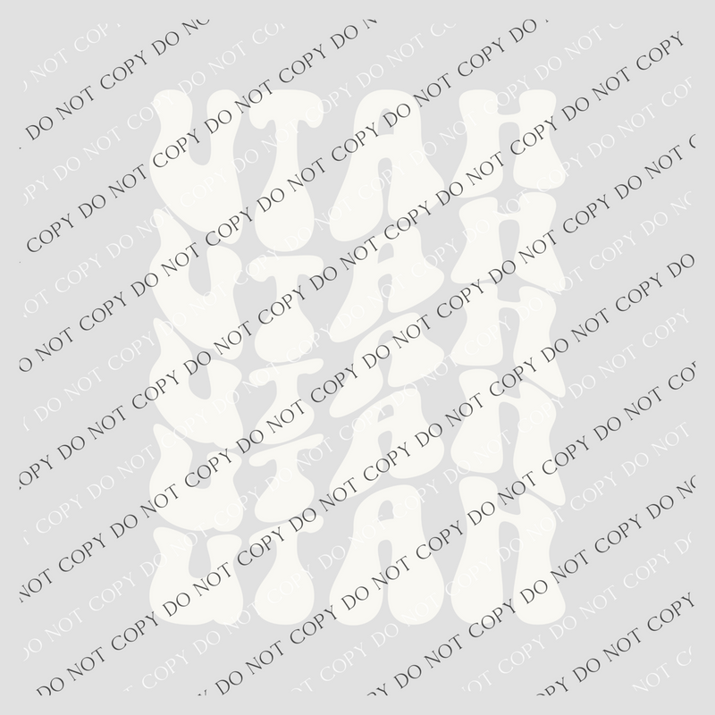 Utah Groovy Wave Stacked Digital Design PNG, Both Black and White Designs Incuded