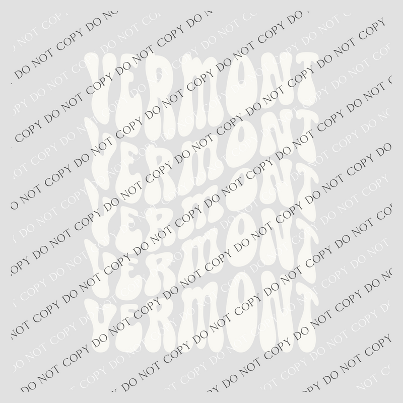 Vermont Groovy Wave Stacked Digital Design PNG, Both Black and White Designs Incuded