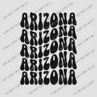 Arizona Groovy Wave Stacked Digital Design PNG, Both Black and White Designs Incuded