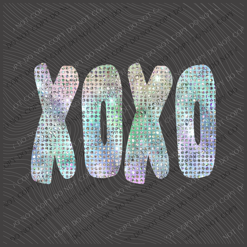 XOXO Halographic Bling Digital Design, PNG