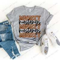 Mustangs Mighty Mighty Mighty Leopard Stacked Retro Doodle Black PNG