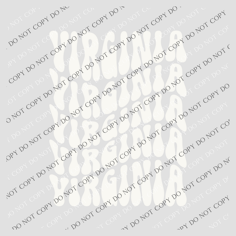 Virginia Groovy Wave Stacked Digital Design PNG, Both Black and White Designs Incuded