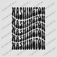 Washington Groovy Wave Stacked Digital Design PNG, Both Black and White Designs Incuded