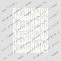 Washington Groovy Wave Stacked Digital Design PNG, Both Black and White Designs Incuded