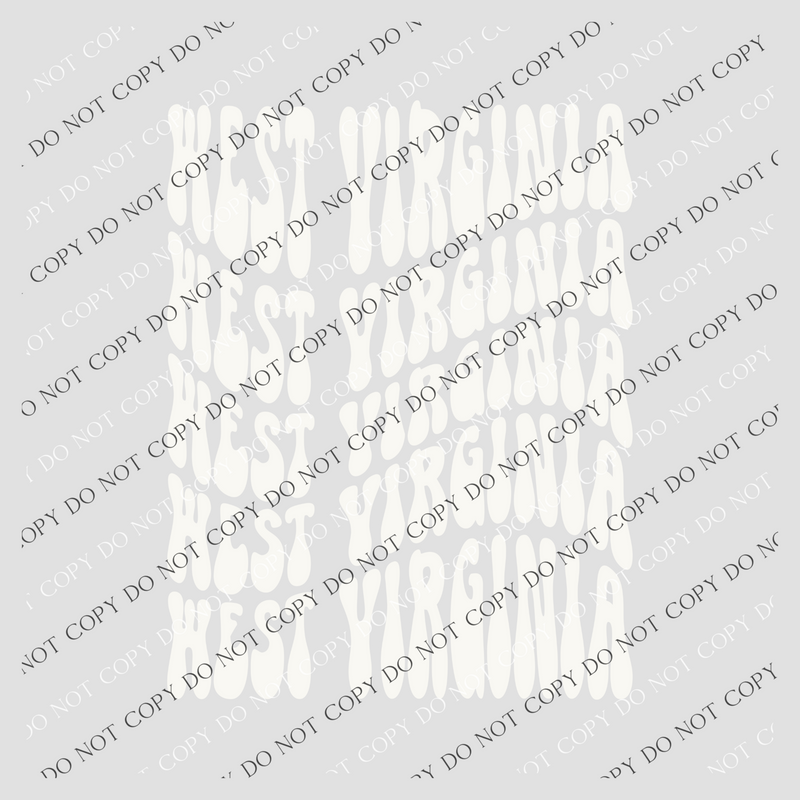 West Virginia Groovy Wave Stacked Digital Design PNG, Both Black and White Designs Incuded