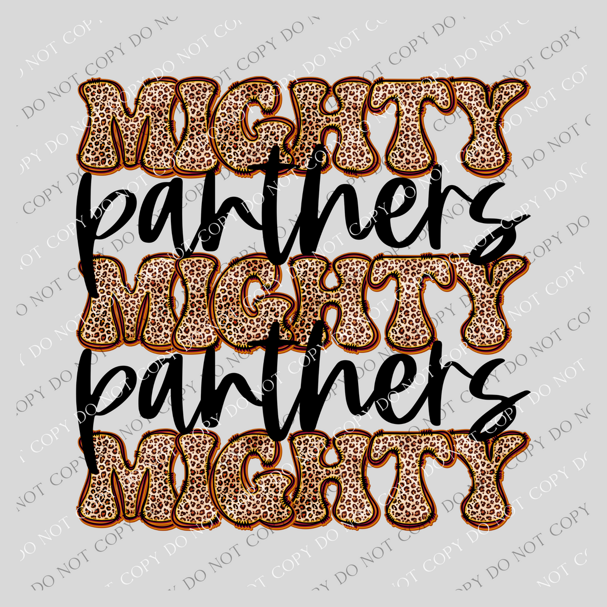 Panthers Mighty Mighty Mighty Leopard Stacked Retro Doodle Black PNG