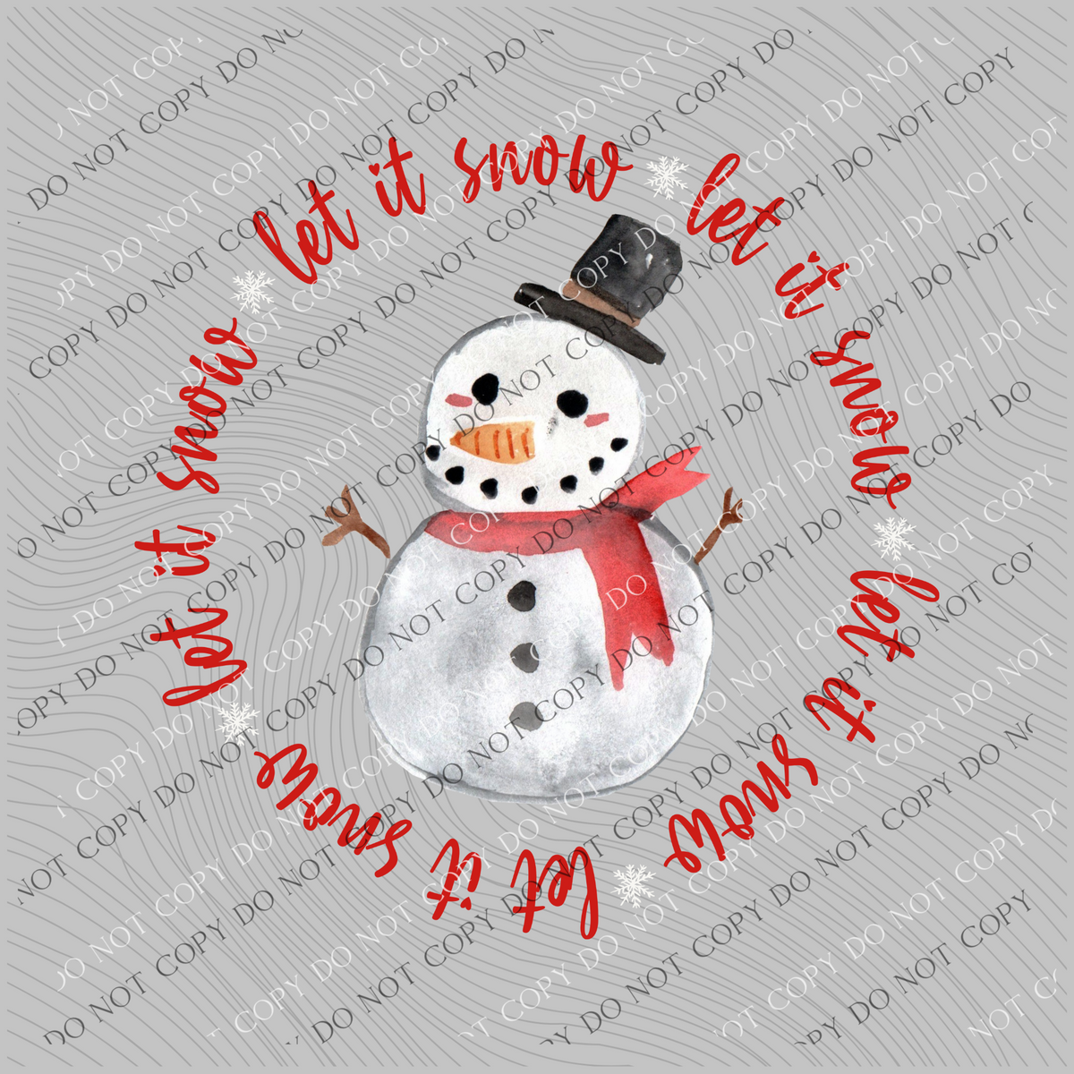 Let it Snow with Snowman and Snowflakes Red/White Digital Download, PNG