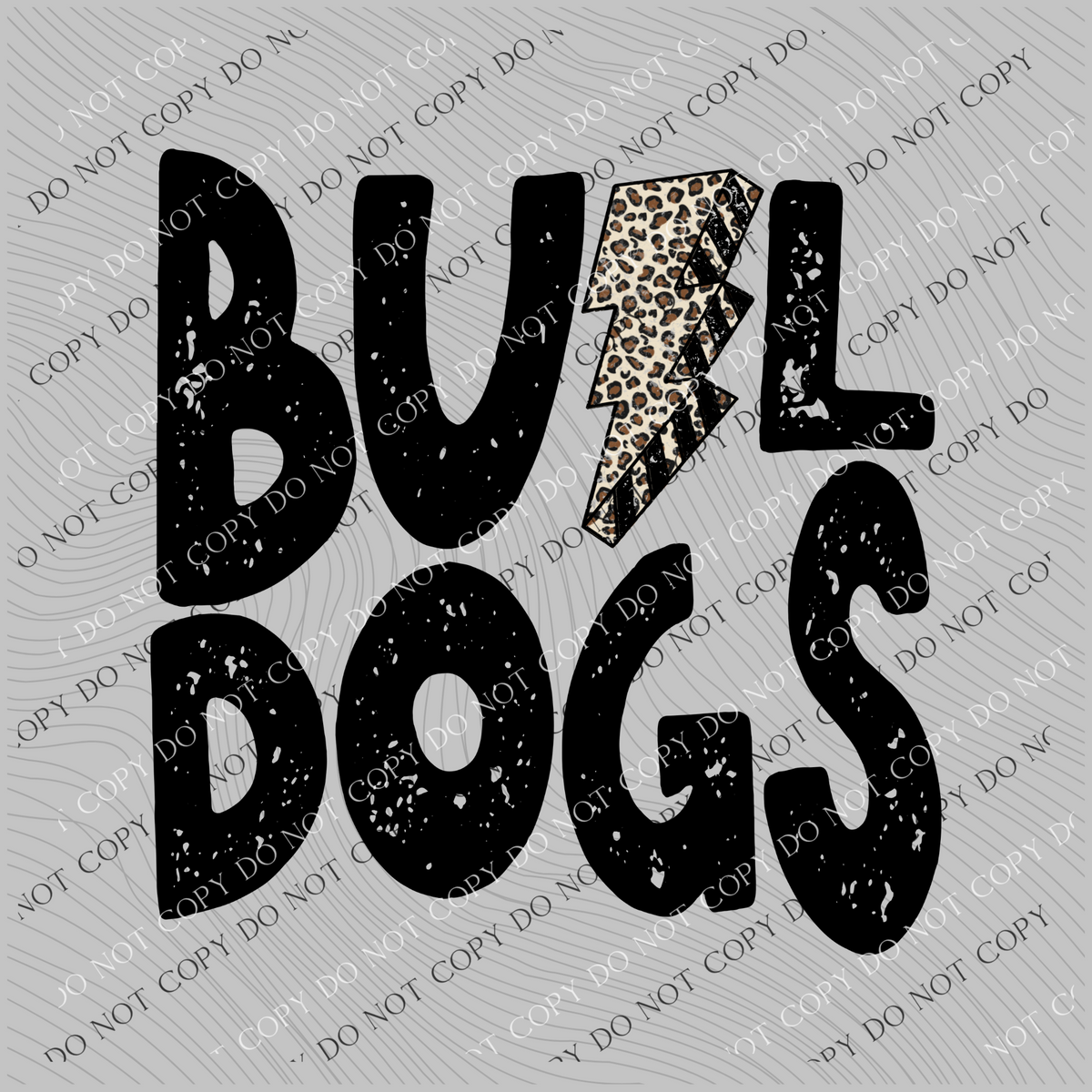 Bulldogs Black Distressed Leopard Lightning Bolt Digital Design, PNG
