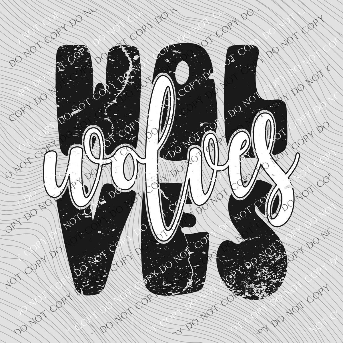 Wolves Distressed Stacked Cutout Black/White Digital Design, PNG ...