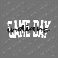 Game Day Indians Cutout Curved Distressed White/Black Digital Design, PNG