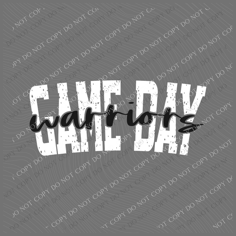 Game Day Warriors Cutout Curved Distressed White/Black Digital Design, PNG