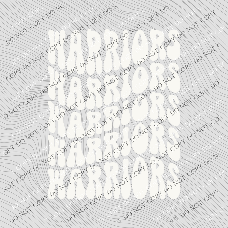Warriors Groovy Wave Stacked Digital Design PNG, Both Black and White Designs Incuded