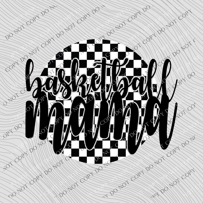 Basketball Mama Checkered Circle Cutout Black/White Digital Design, PNG