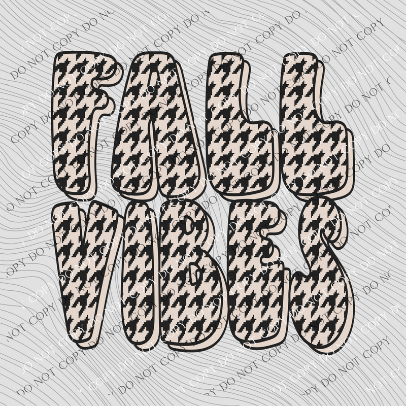 Fall Vibes Outlined Drop Shadow Black/Cream Digital Design, PNG