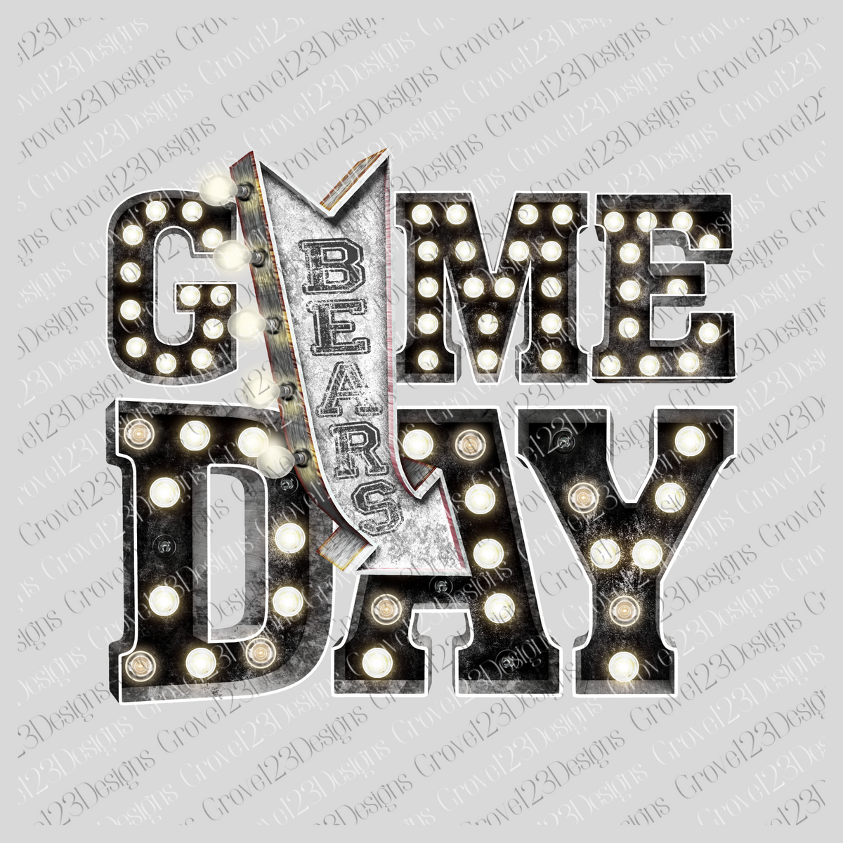 Game Day Bears Black Marquee Design