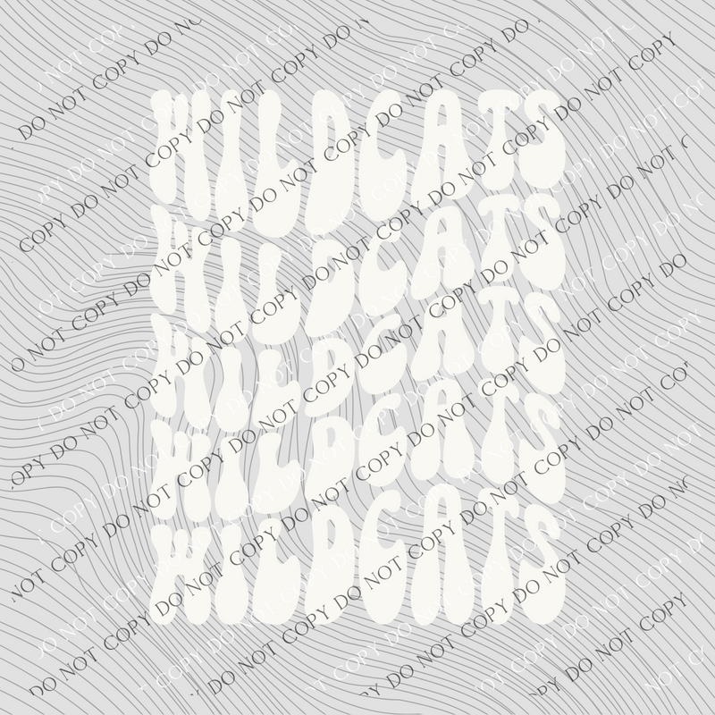 Wildcats Groovy Wave Stacked Digital Design PNG, Both Black and White Designs Incuded