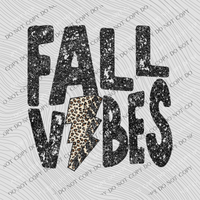 Fall Vibes Distressed Leopard Lightning Bolt in Charcoal Glitter Digital Design, PNG
