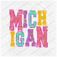 Michigan Multi Patterns Neons Distressed Digital Design, PNG