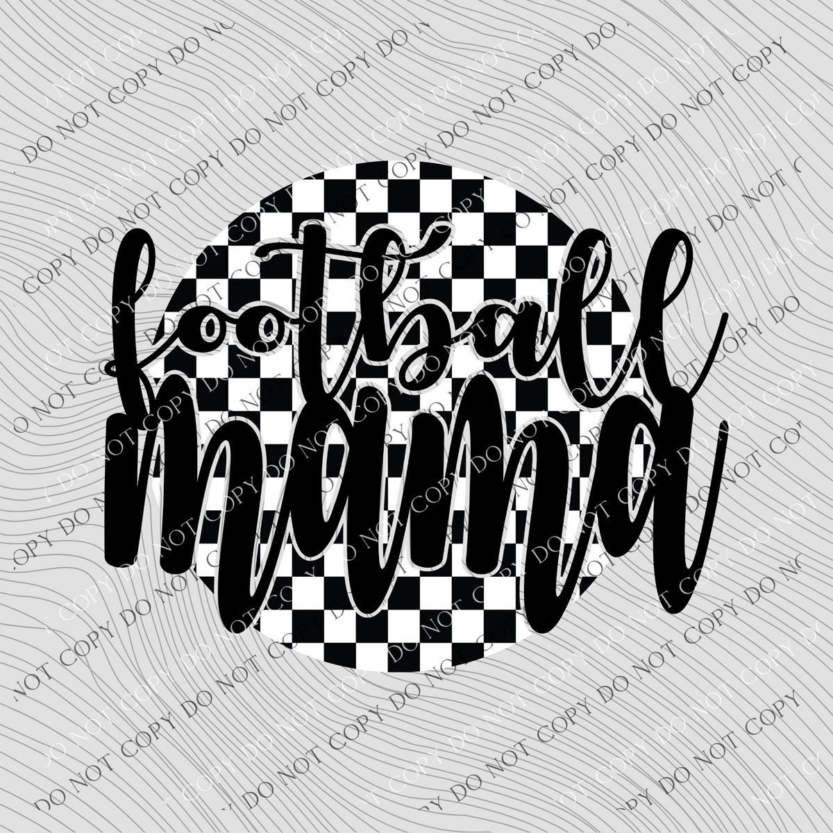 Football Mama Checkered Circle Cutout Black/White Digital Design, PNG