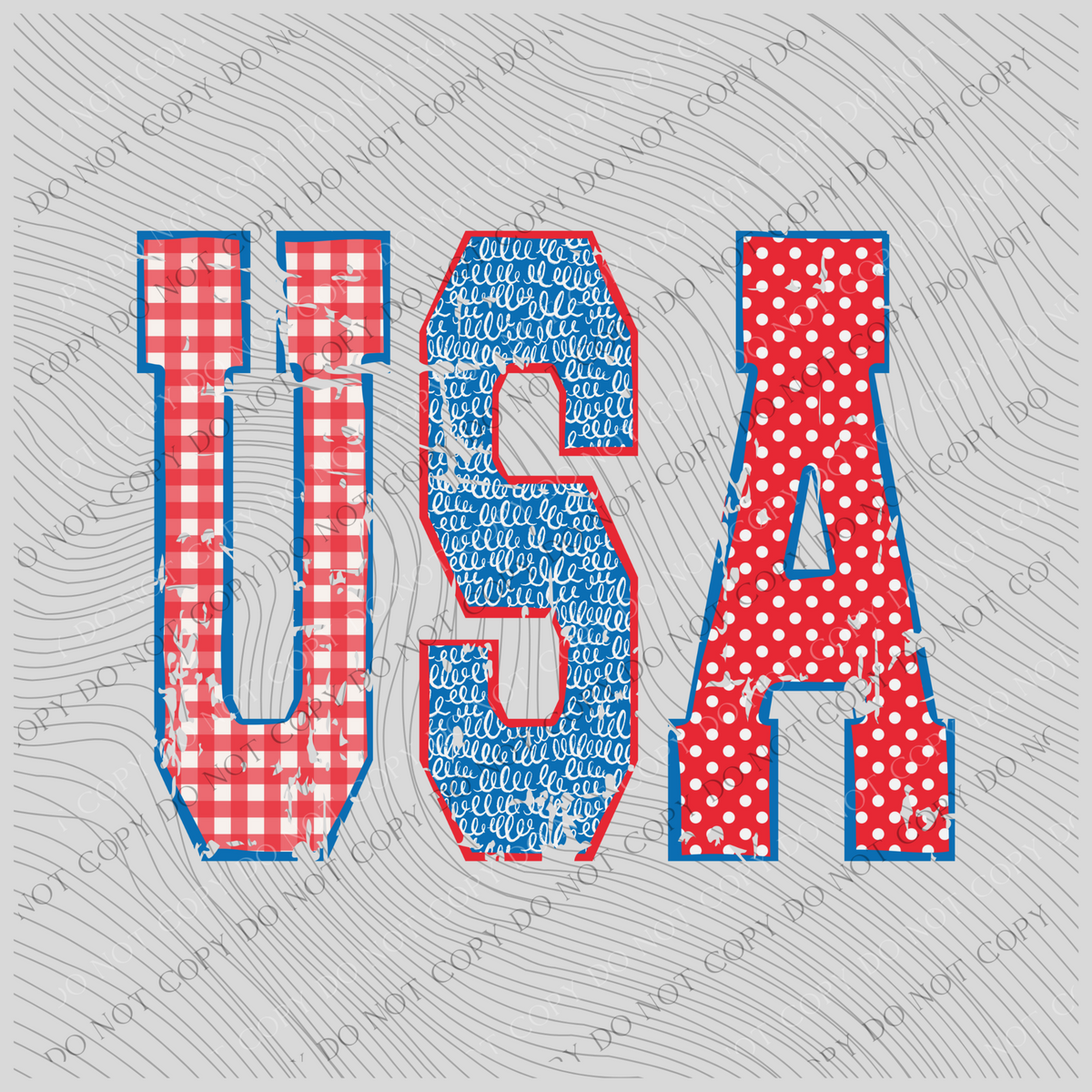 USA Patterns Outlined Red, White and Blue Digital Design, PNG