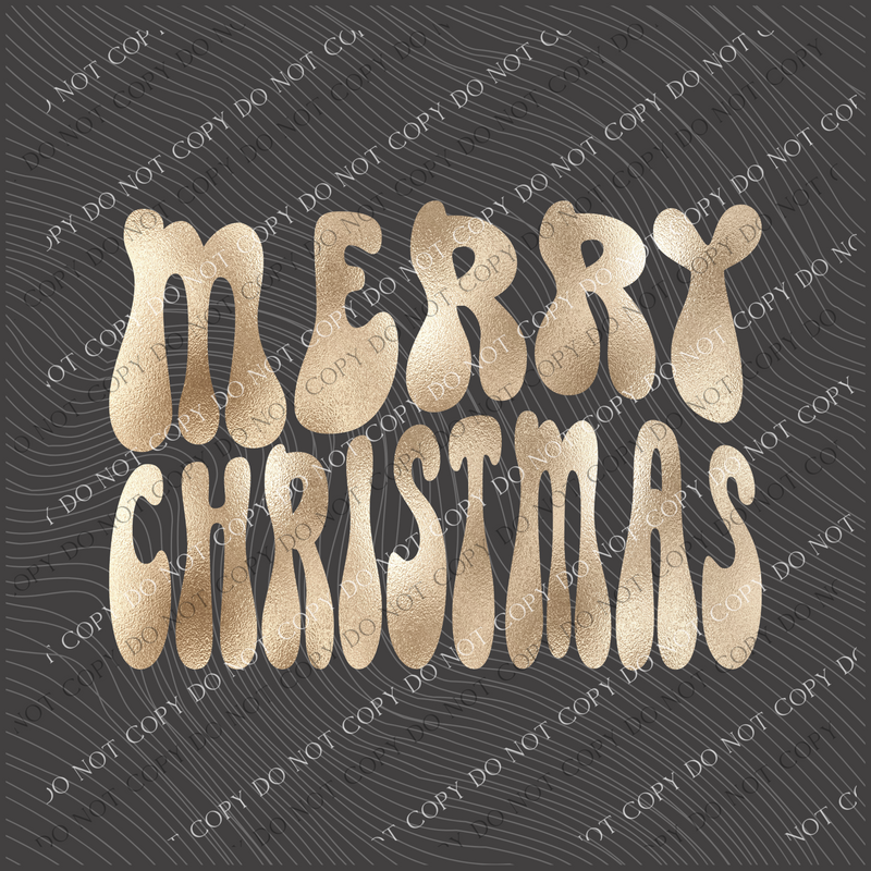 Merry Christmas Groovy Wave Gold Foil Christmas Digital Download, PNG