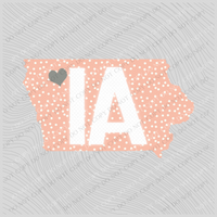IA Iowa Pink Polka Dot Grey Heart Digital Design, PNG