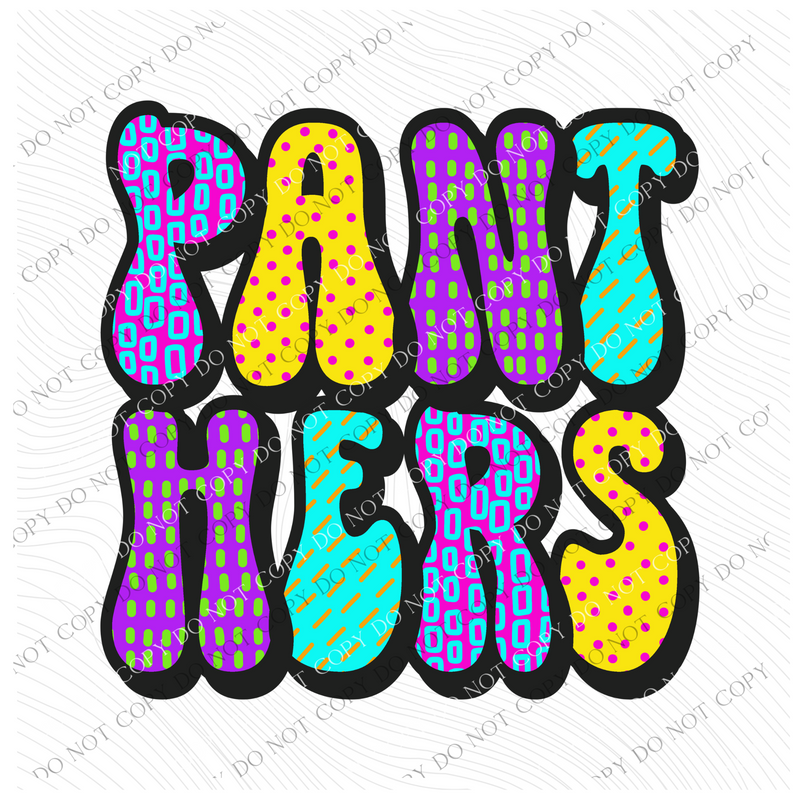 Panthers Retro Patterns Neons/Retro Black Digital Design, PNG