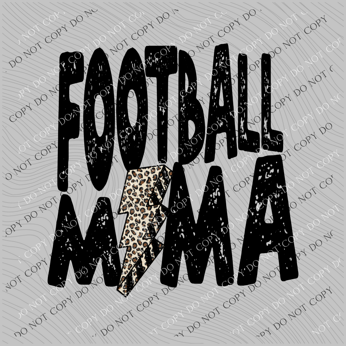 Football Mama Distressed Leopard Lightning Bolt Black Digital Design, PNG