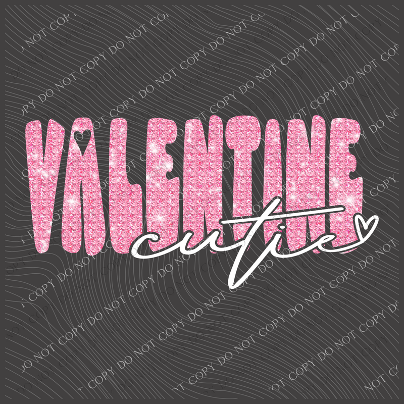 Valentine Cutie Groovy Heart Pink Glitter & Diamond Bling Digital Design, PNG