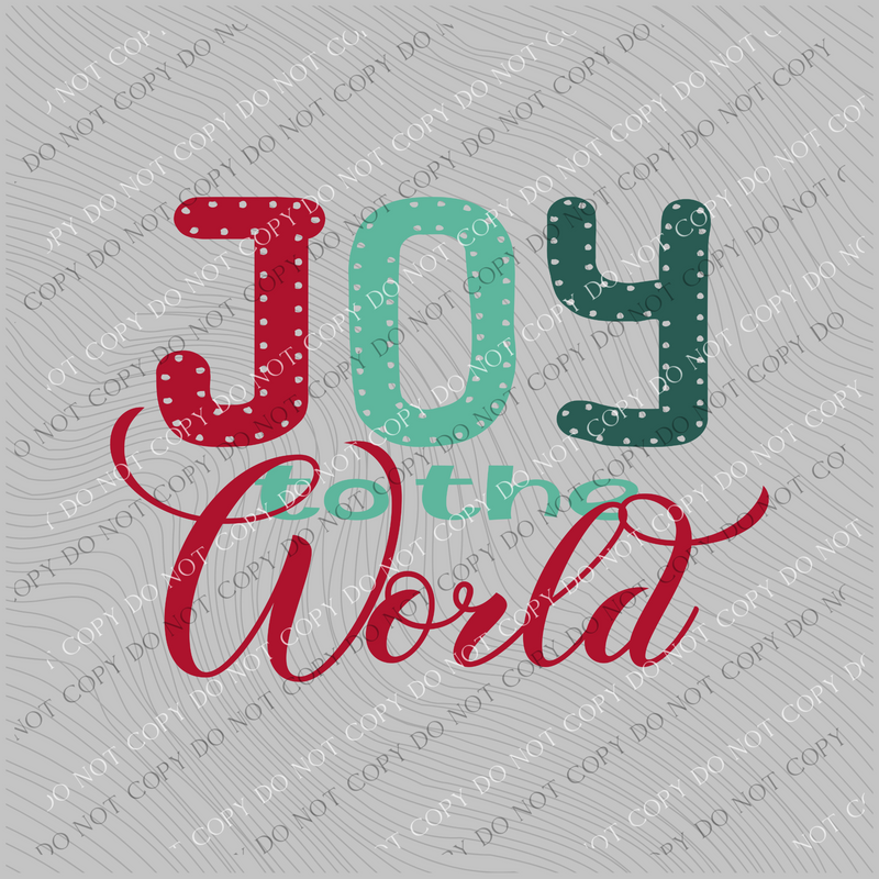 Joy to the World Colorful Reds & Greens Christmas Digital Design, PNG