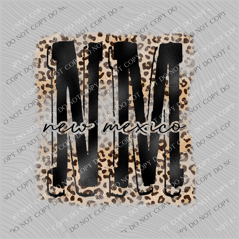 NM New Mexico Distressed Leopard Black Foil Digital Design PNG