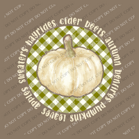 Fall Favorites Gingham Pumpkin Cutout in Olive/Cream Digital Design, PNG