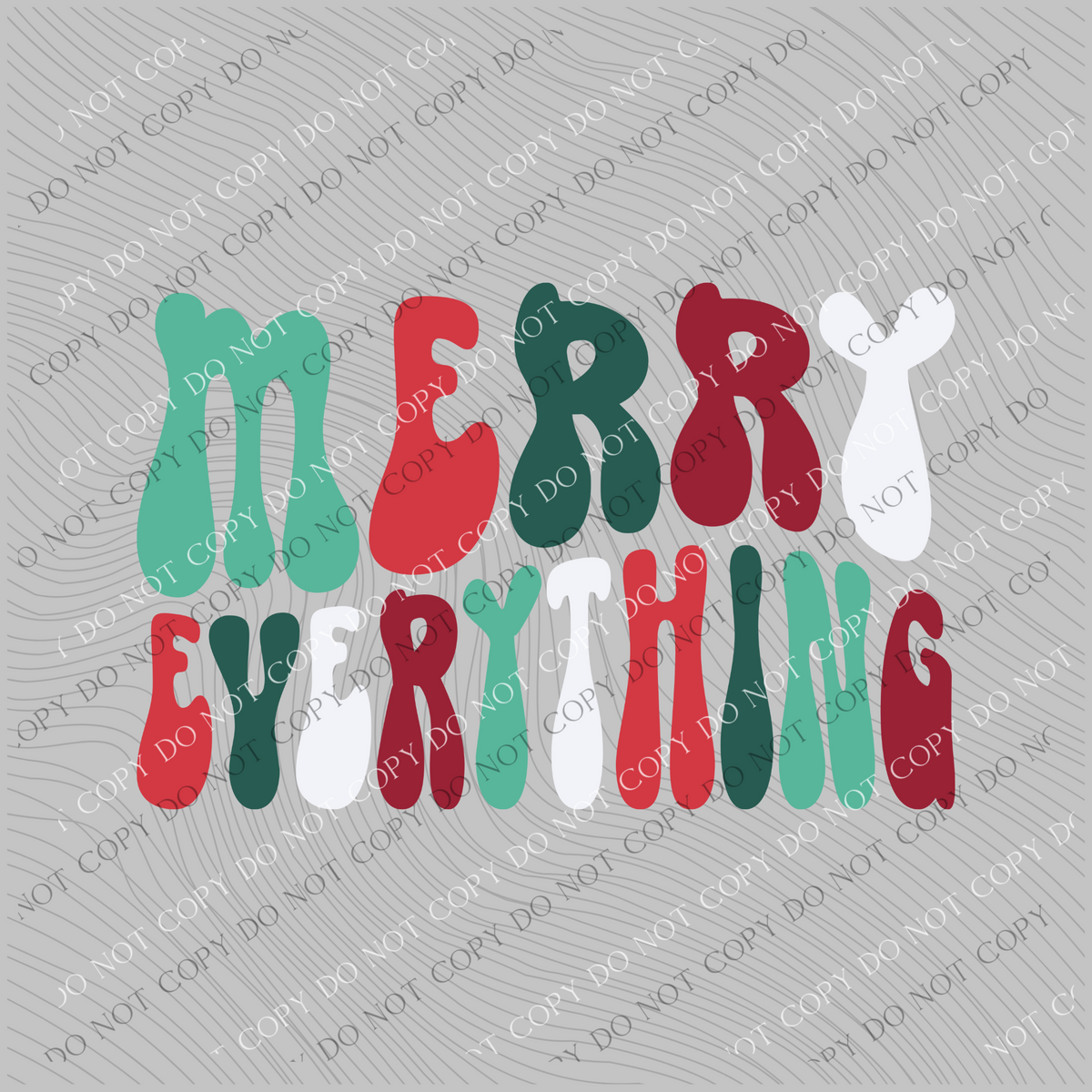 Merry Everything Groovy Wave Colorful Christmas Digital Download, PNG