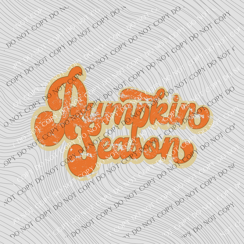 Pumpkin Season Retro Shadow Distressed Orange/Cream Digital Design PNG