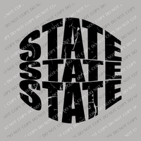 State Curved Stacked Distressed Digital Design, BOTH Black AND White, PNG