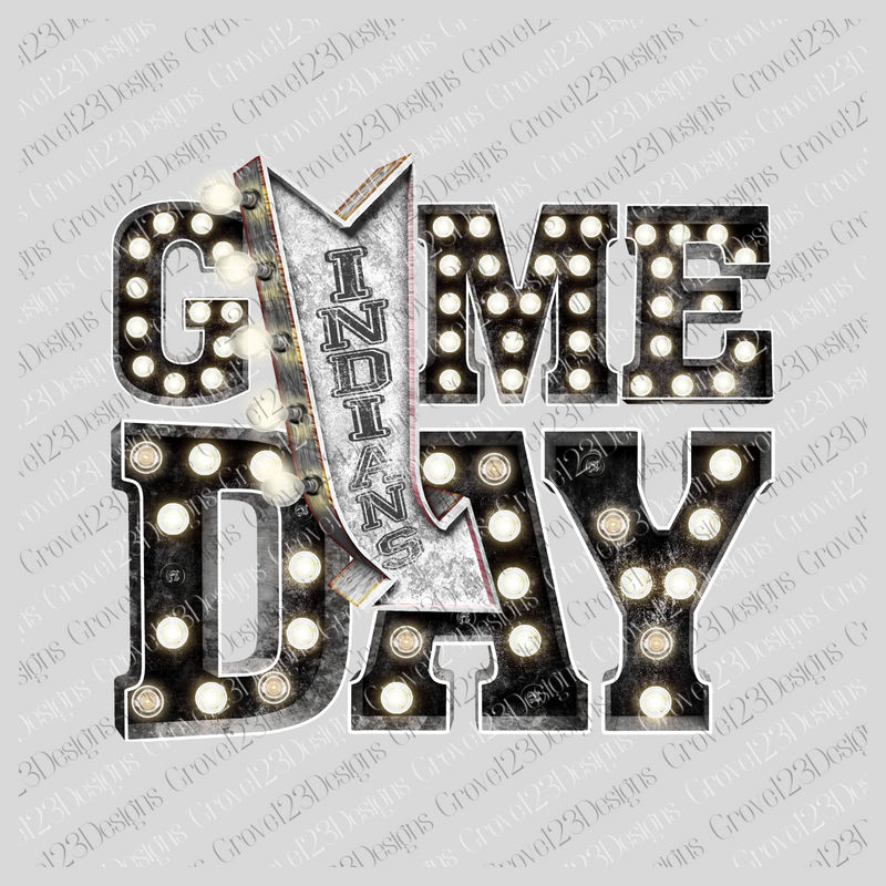 Game Day Indians Black Marquee Design