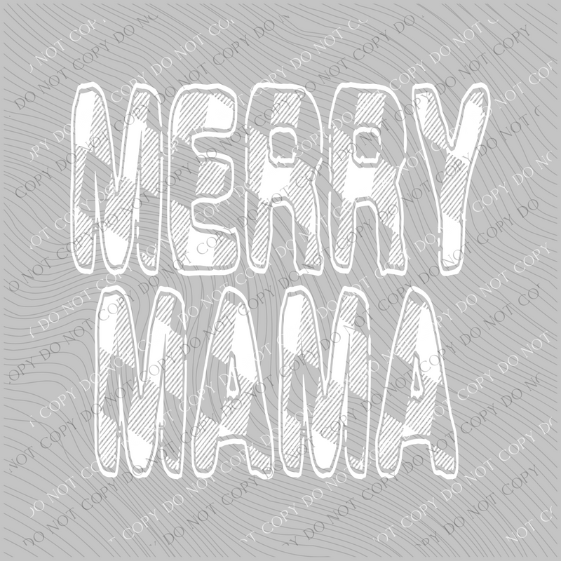 Merry Mama Buffalo Plaid White Christmas Digital Download, PNG
