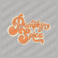 Pumpkin Spice Retro Shadow Distressed Orange/Cream Digital Design PNG