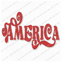 America Swirl Distressed Red & White Digital Design, PNG