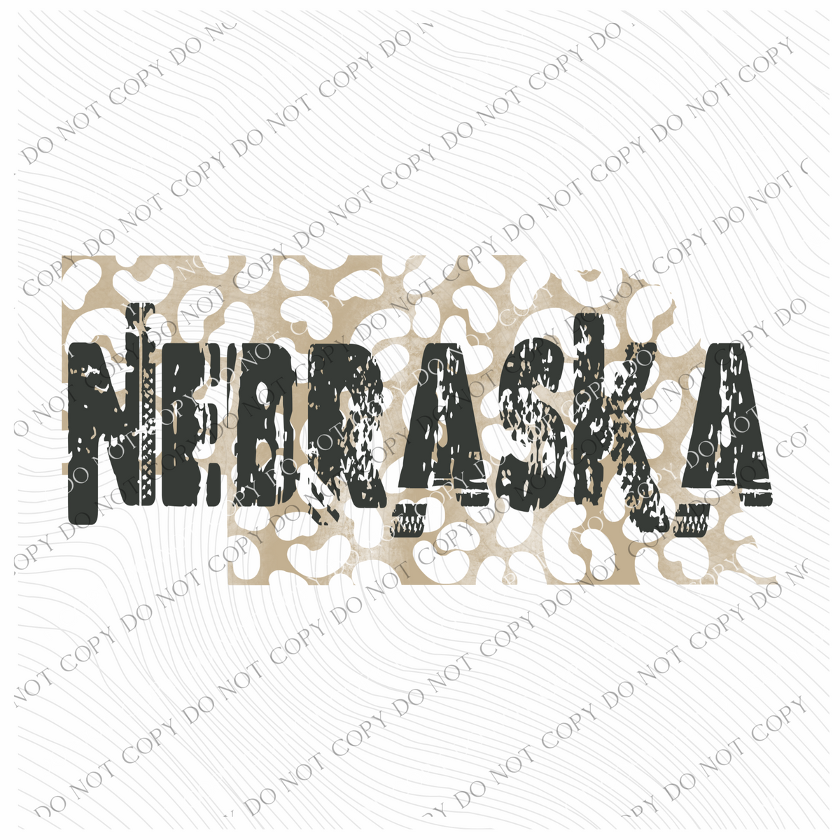NE Nebraska Khaki/Faded Black Leopard State Distressed Digital Design, PNG