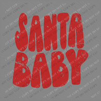 Santa Baby Groovy Distressed Red Christmas PNG, Digital Download