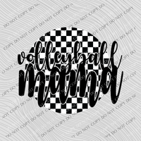 Volleyball Mama Checkered Circle Cutout Black/White Digital Design, PNG