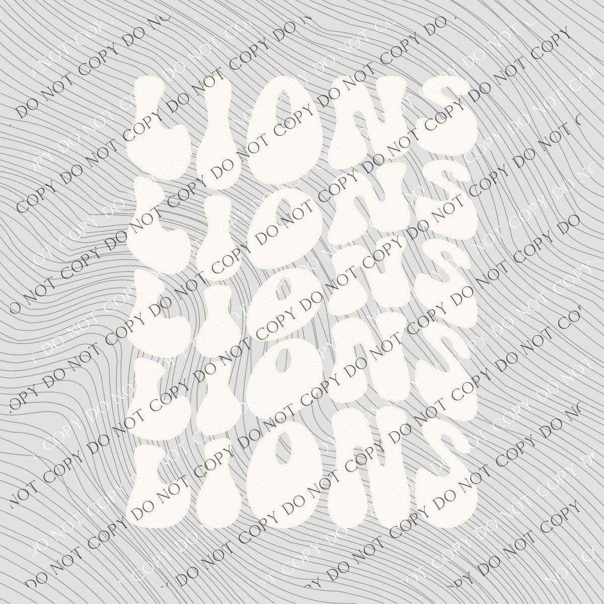 Lions Groovy Wave Stacked Digital Design PNG, Both Black and White Designs Incuded