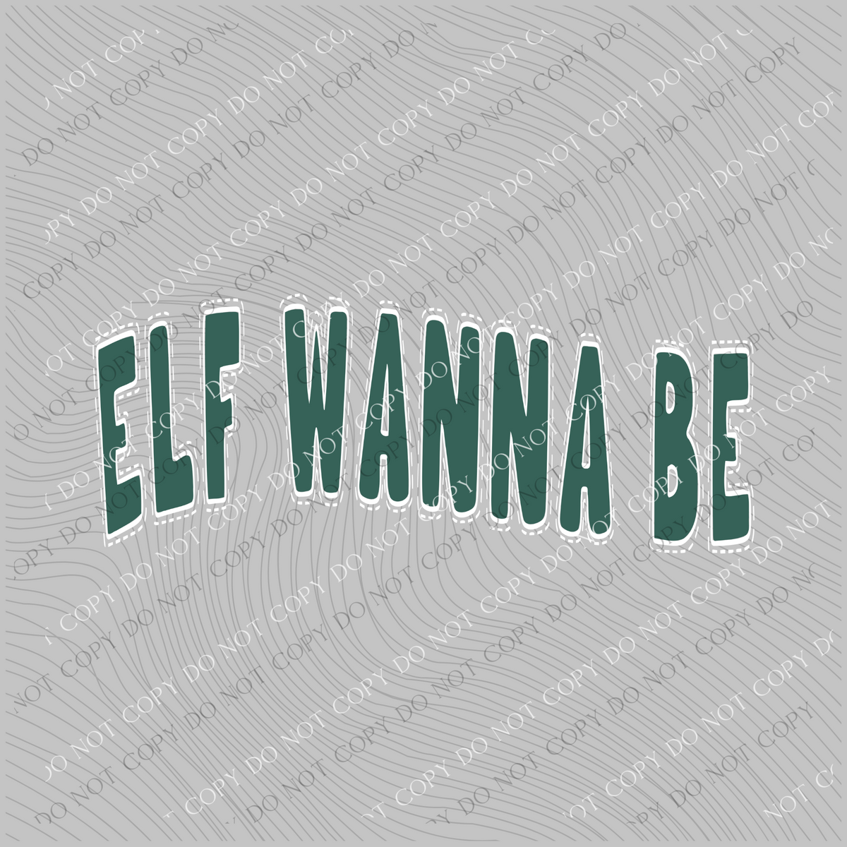 Elf Wanna Be Wave Stitch in Evergreen & White Christmas Digital Download, PNG