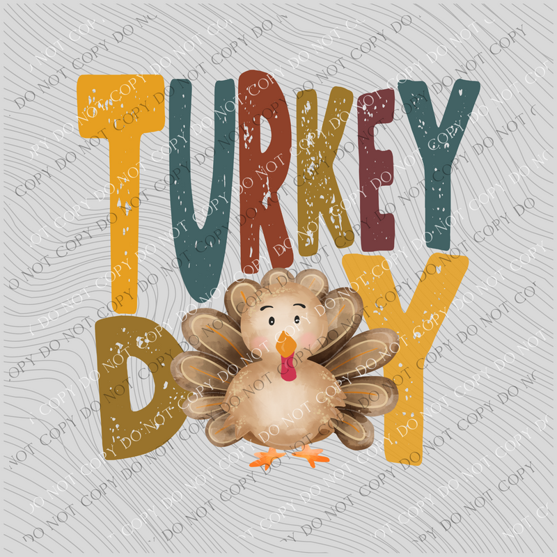 Turkey Day Turkey Distressed in Fall Colors Design PNG, Digital Download