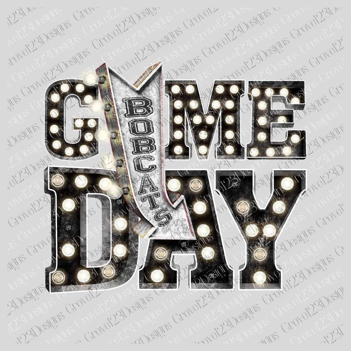Game Day Bobcats Black Marquee Design